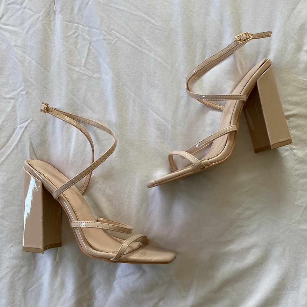 Patent Strappy Block Heel Sandals